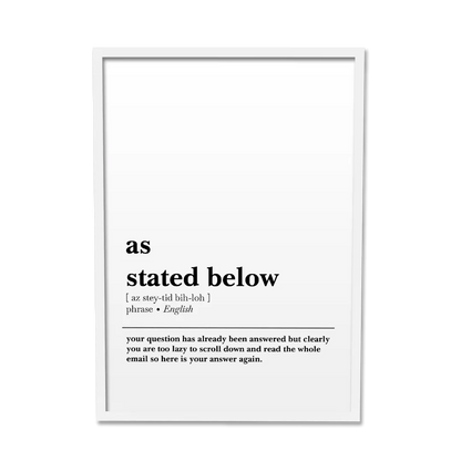 'As Stated Below' Poster