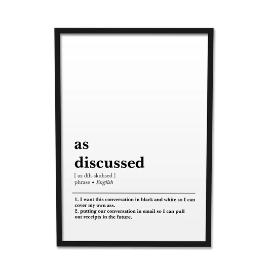 'As Discussed' Poster